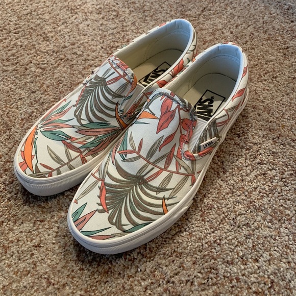 vans palm tree slip ons